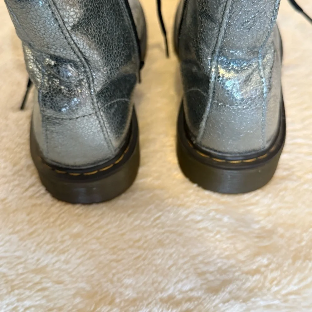 Dr. Martens 1460 J Silver Crackle Leather Combat Boots Youth 4